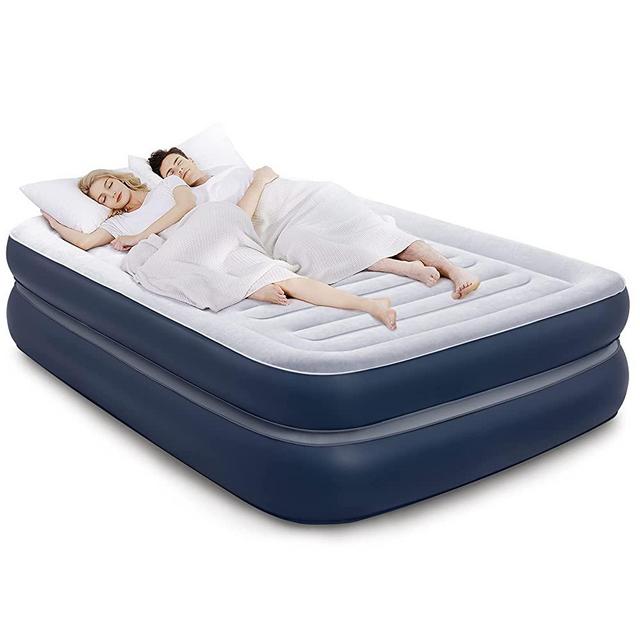 Full Size Air Mattress with Built in Pump Easy to Inflate/Quick Set Up Inflatable Mattress Double High Strong Support Airbed