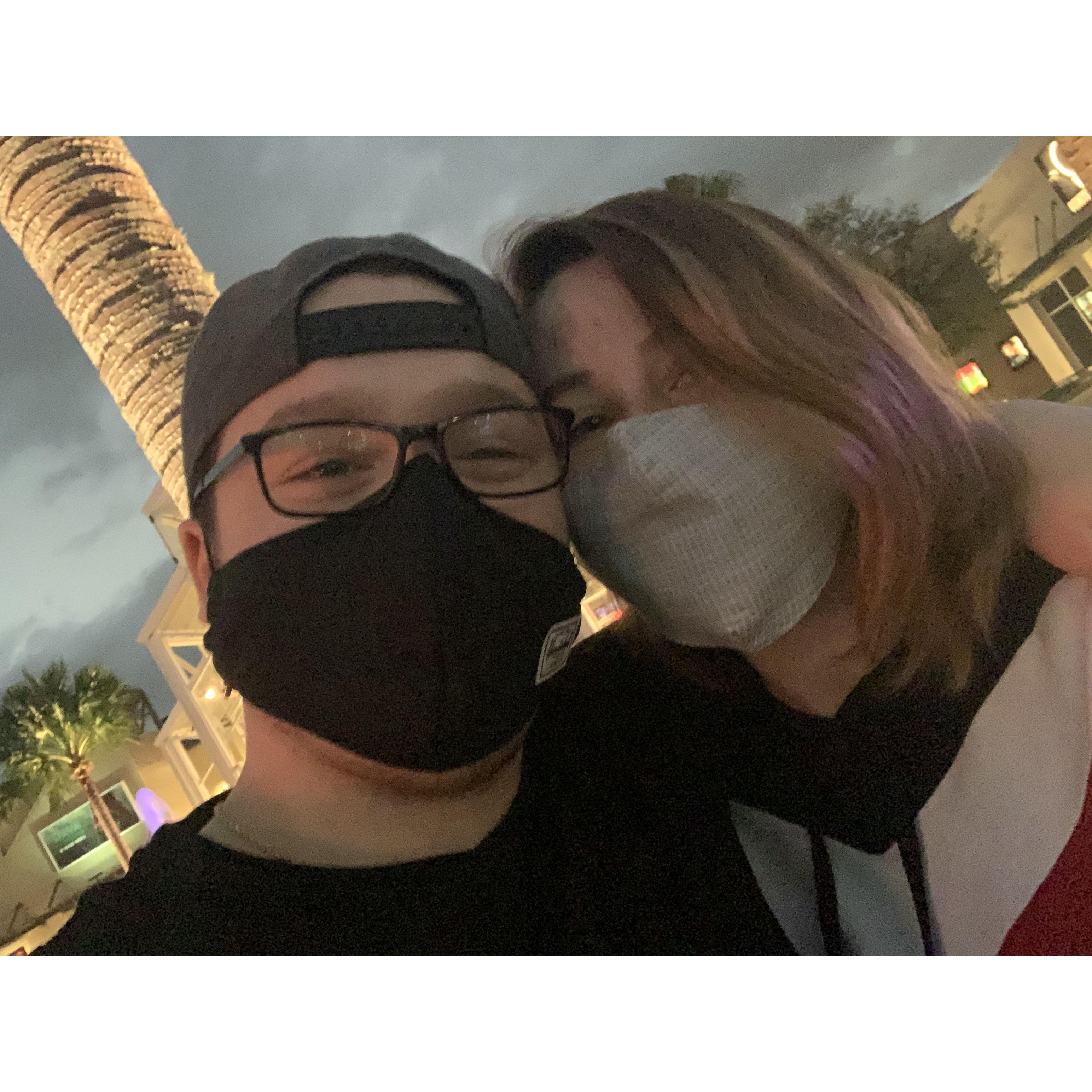 Our first valentine's day together. He flew out and we tried to go to Disney Springs without a reservation anywhere...I know bad choice!