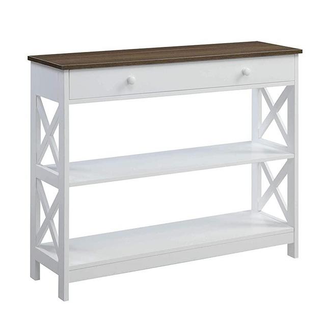 Convenience Concepts Oxford 1 Drawer Console Table, Driftwood / White