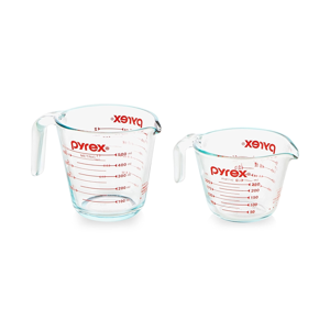 Pyrex Essentials (2-Pack) Glass Measuring Cups Set, (1 & 2 Cup) Measuring Cups For Prepping, Baking and Cooking, Preheated Oven, Dishwasher, Freezer, and Microwave Safe