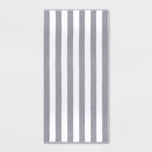 Striped Beach Towel Gray - Sun Squad™