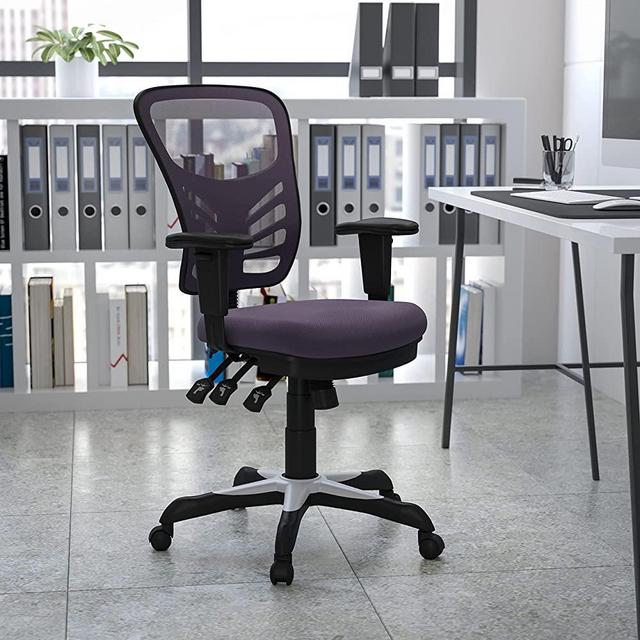 Flash Furniture Mid-Back Dark Gray Mesh Multifunction Executive Swivel Ergonomic Office Chair with Adjustable Arms