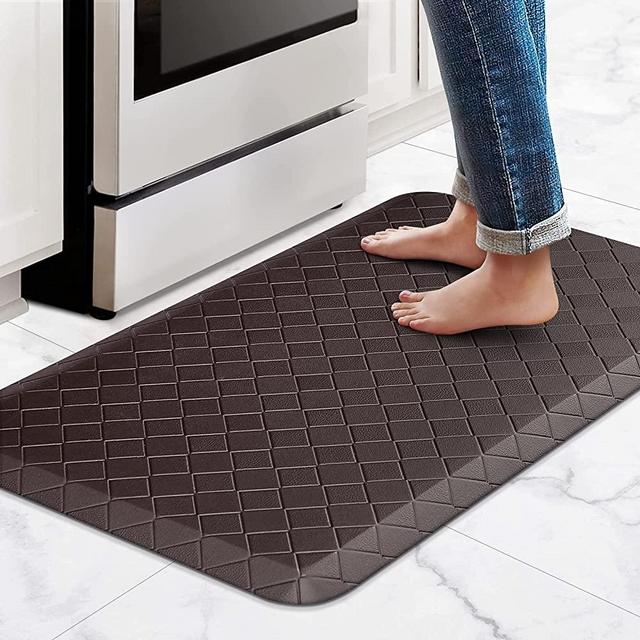 HappyTrends Kitchen Mat Cushioned Anti-Fatigue Kitchen Rug,17.3"x 28",Thick Waterproof Non-Slip Kitchen Mats and Rugs Heavy Duty PVC Ergonomic Comfort Rug for Kitchen,Floor,Office,Sink,Chocolate
