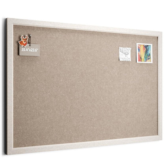 Fluxynara Foldable Cork Board Alternative, Felt Bulletin Board 36" x 24" Oatmeal Frame with 24 Adhesive Tabs, Pin Board for Home Office, Classroom, Entryway, Kitchen Wall Decor—Deep Camel