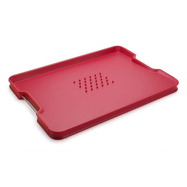 Joseph Joseph Cut&Carve Plus Multi-function Cutting Board, Large, Red