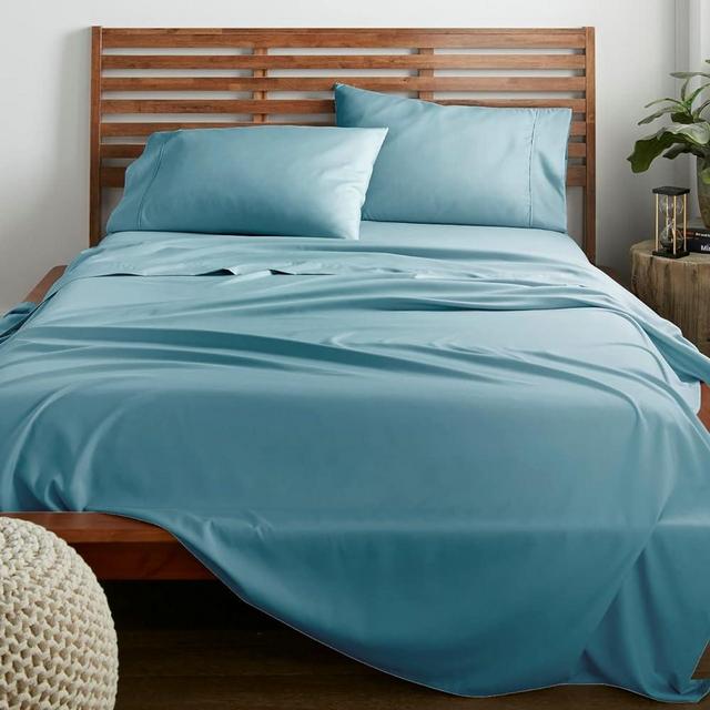 American Home Collection Deluxe 4 Piece Bed Sheets Set Deep Pocket Extra Soft Microfiber Wrinkle Free Sheets Easy Care (Queen, Aqua)