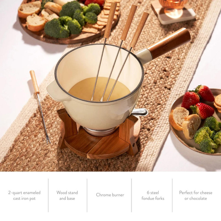 Twine, Cast Iron 9-Piece Fondue Set | Zola
