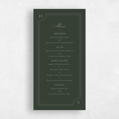 Deep Forest, Green Wedding Menu - Lynx
