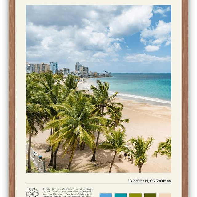 StudioUBILA Puerto Rico Wall Art Poster, Decorative Cityscape Landscape Art Prints, Home Decor Wall Art Print for Bedroom Living Room Kitchen Decorations, Unframed