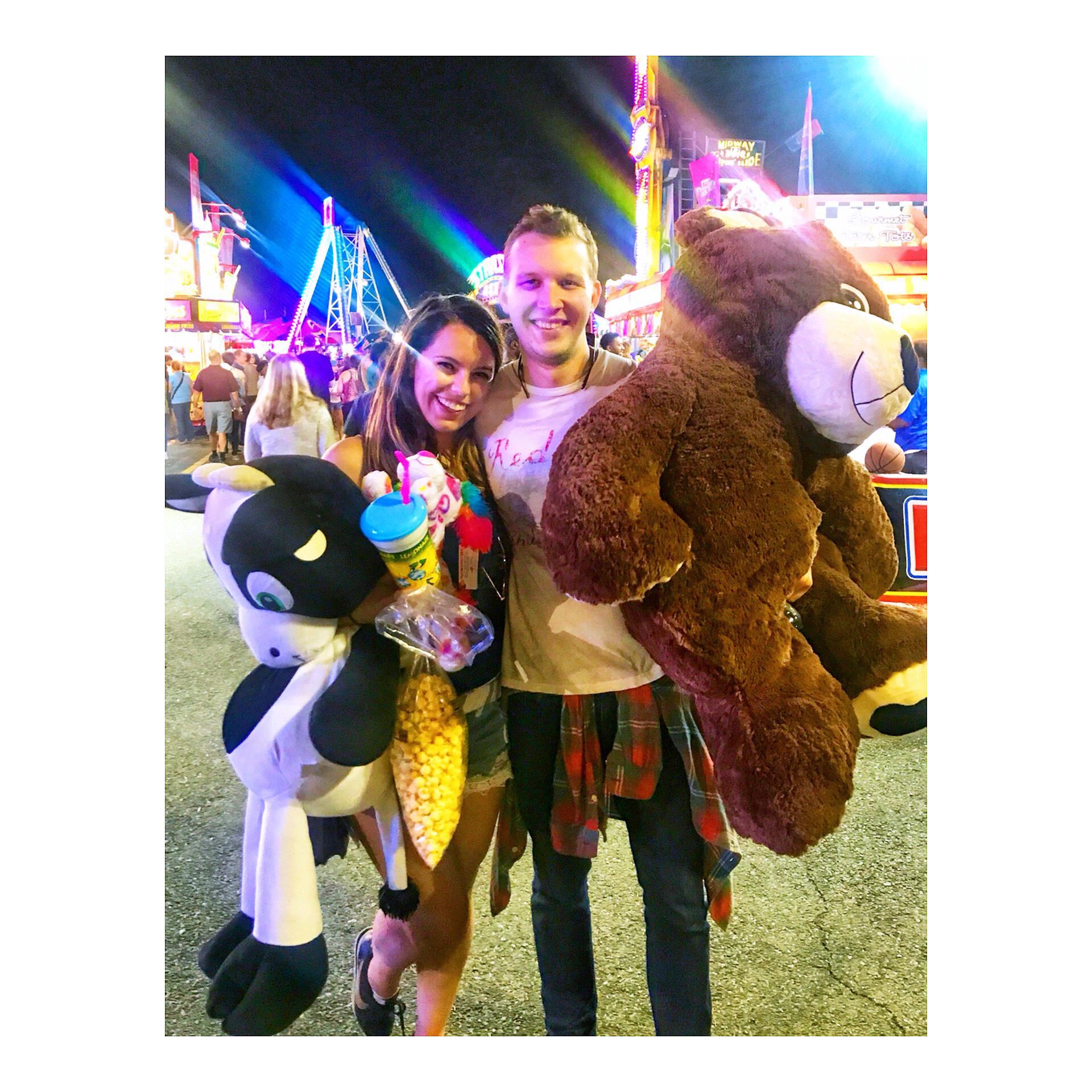Rawls spent the entire day at the state fair in order to win this stuffed animal!