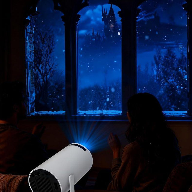 VistaCast Mini 210° Smart Projector with Extra Large-Screen Display | 20+ Window Scenes | Castle Window Projector, 100” Screen from 2M, Built-in Speaker, WiFi & Bluetooth, for Bedroom or Living Room