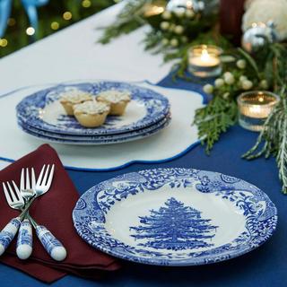 Blue Italian Christmas Salad Plate, Set of 4