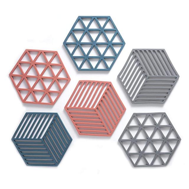 6 Pack Premium Silicone Trivet Mats Multipurpose Hot Pot Holders Trivets for Hot Pots and Pans, Drying Mat, Hot Pads Thick Countertop Mat for Hot Dish Non-Slip and Heat Resistant…