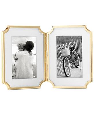 Kate Spade New York Sullivan Street Collection 4" x 6" Gold-Plated Hinged Double Frame