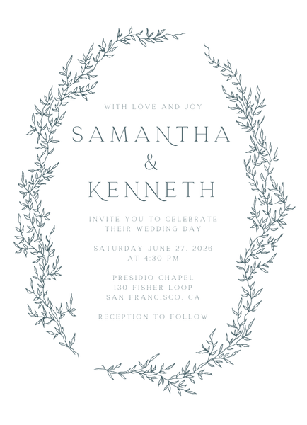 Rhys Portrait | Deep Blue Spruce | Zola Wedding Invitations