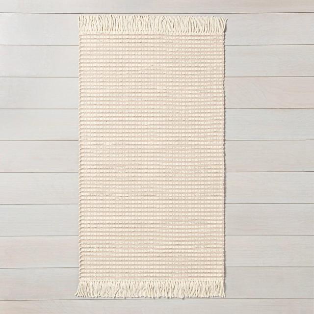 3' x 5' Textured Stripe Area Rug Best Beige / Sour Cream - Hearth & Hand™ with Magnolia