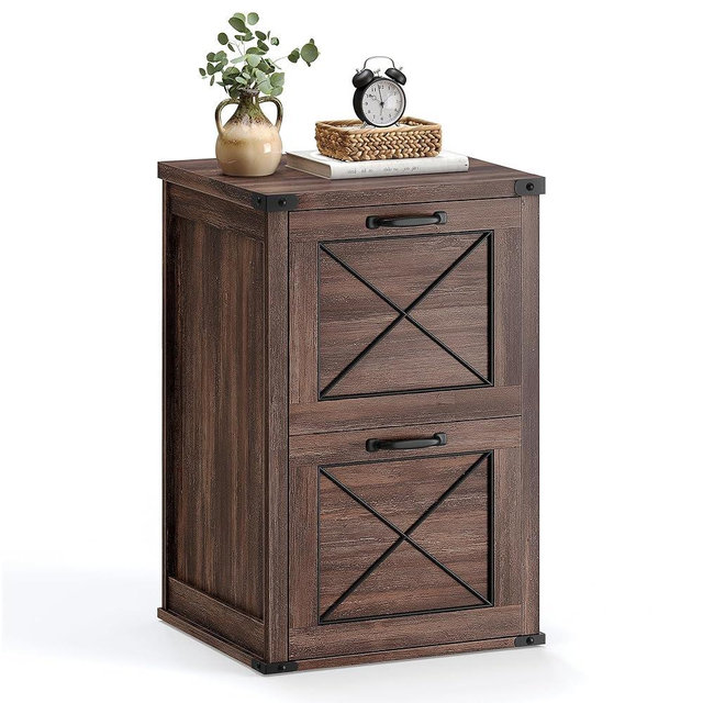 VASAGLE File Cabinet, Filing Cabinet with 2 File Drawers, Printer Stand, Fit A4, Letter Size, Hanging File Folders, Modern Farmhouse Style, for Home Office, Maroon Brown UOFC048K01