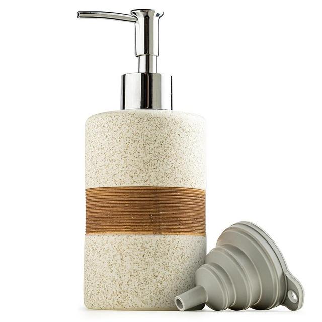 Cormomu Soap Dispenser for Kitchen & Bathroom, Dish Soap, Hand Soap, Shampoo, Conditioner Dispenser Bottle with Stainless Steel Pump, Includes Silicone Funnel, Non-Slip Design, Kitchen Decor, White