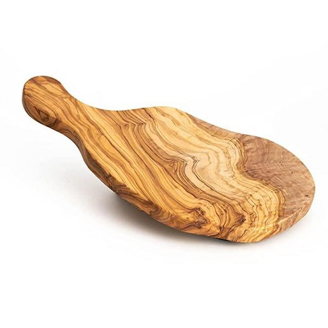 Bayu Olive Wood Small Cutting Board with Handle, Double Sided Handcrafted Chopping and Carving Countertop Block - 10302034