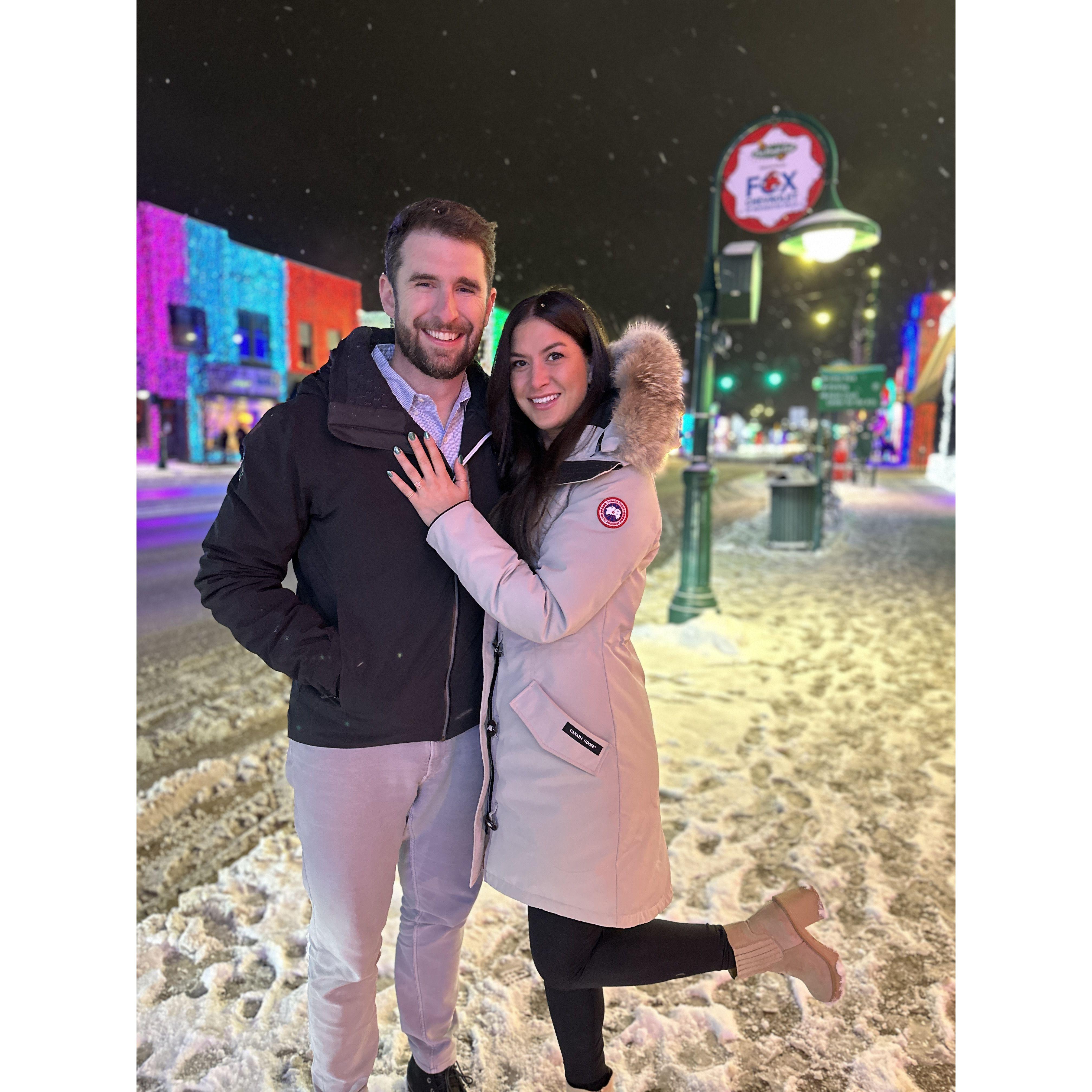 December 2022: Xmas Engagement, Good thing Kevin made it in with all of the snow!