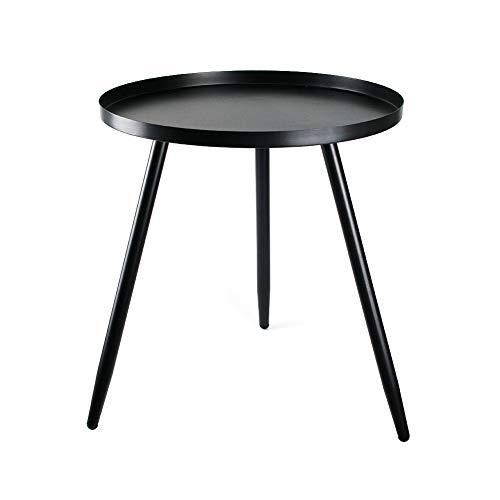 Solid Round Side End Table Sofa Table Triangle Metal Corner Coffee Snack Tray Table Snack Accent Table Anti-Rusty for Outdoor and Indoor Use Black