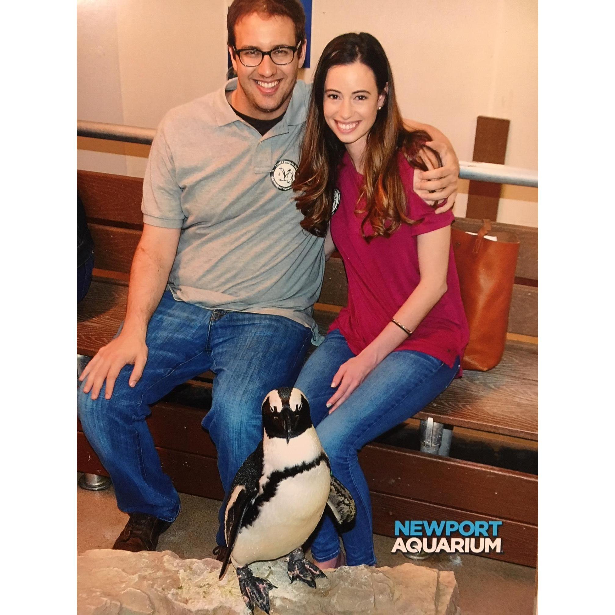 Our 2nd date at the Newport Aquarium.  Taryn knew David was the one, since he paid extra for the "meet the penguins" experience