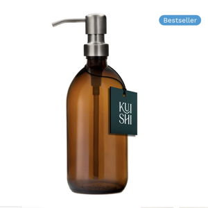 Amber Glass Dispenser | Stainless Steel Pump | 500mL