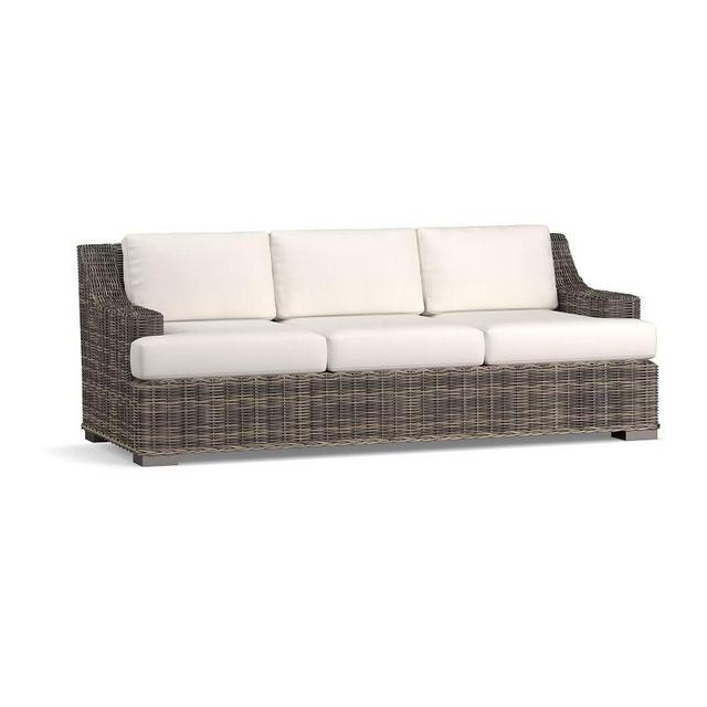 Huntington All-Weather Wicker Slope Arm 84" Sofa with Cushion, Gray