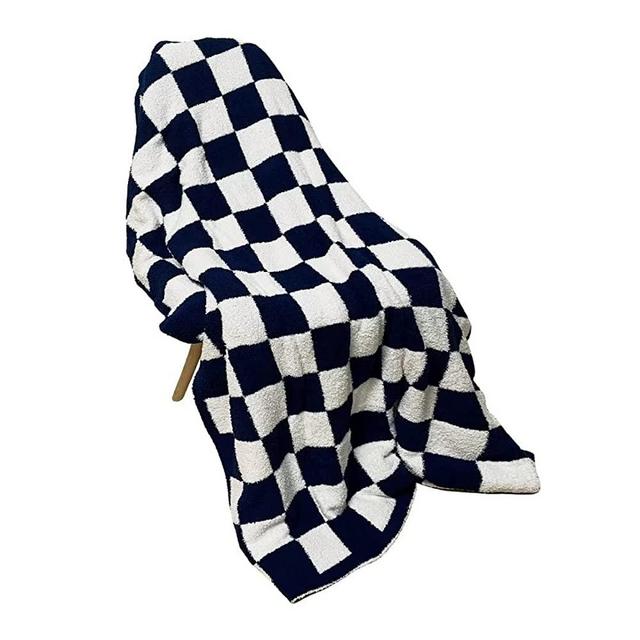 GY Throw Blankets Checkered Fuzzy Blanket Plaid Decorative Black Throw Blanket - Super Soft Fluffy Shaggy Fleece Blanket for Chair, Sofa, Couch, Bed, Camping, Travel, Classic Black, 51''x63''