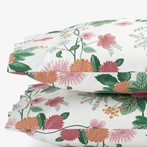 Dahlia Classic Cool Cotton Percale Pillowcase Set - White Multi, Standard