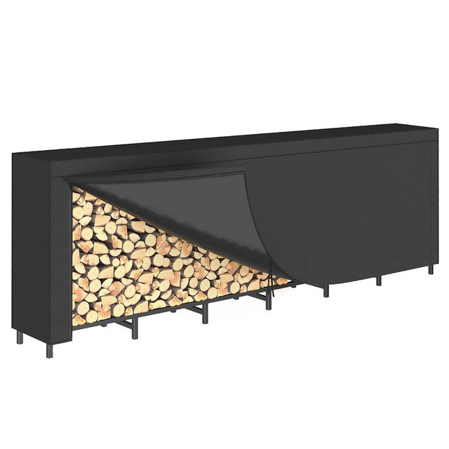 CADUKE 8ft Firewood Rack with Cover, Heavy Duty Fire Wood Rack Outdoor & Indoor, Firewood Storage Log Rack with Weather Resistant 600D Oxford Fabric Cover