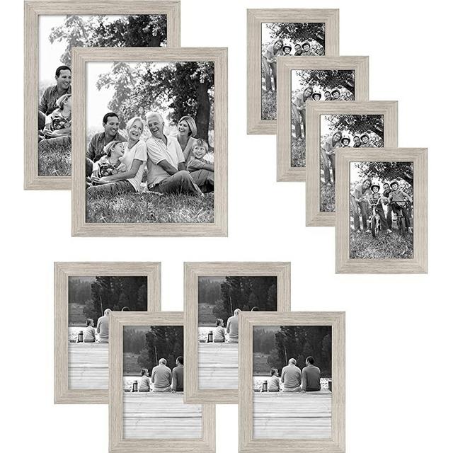 Americanflat 10-Piece Driftwood Picture Frame Set | Includes Sizes 8x10, 5x7, and 4x6. Shatter-Resistant Glass. Hanging Hardware Included!