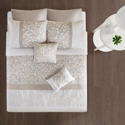 8pc Casey Embroidered Comforter Set Neutral