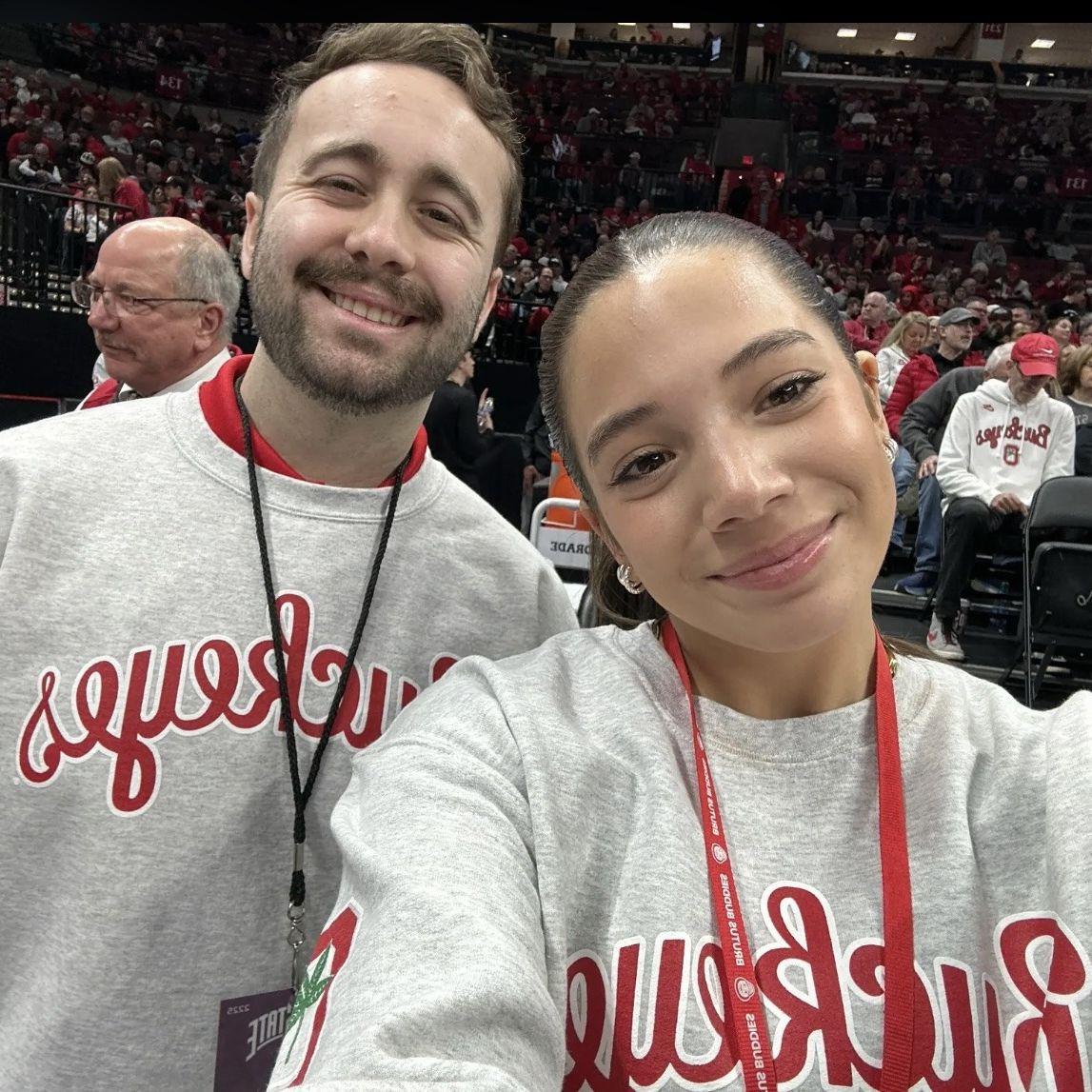 Kobe visiting Makenzie at her job in college, 2024.