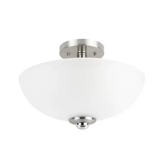 Hudson 2-Light Brushed Nickel with Chrome Accents Semi-Flush Mount Ceiling Light