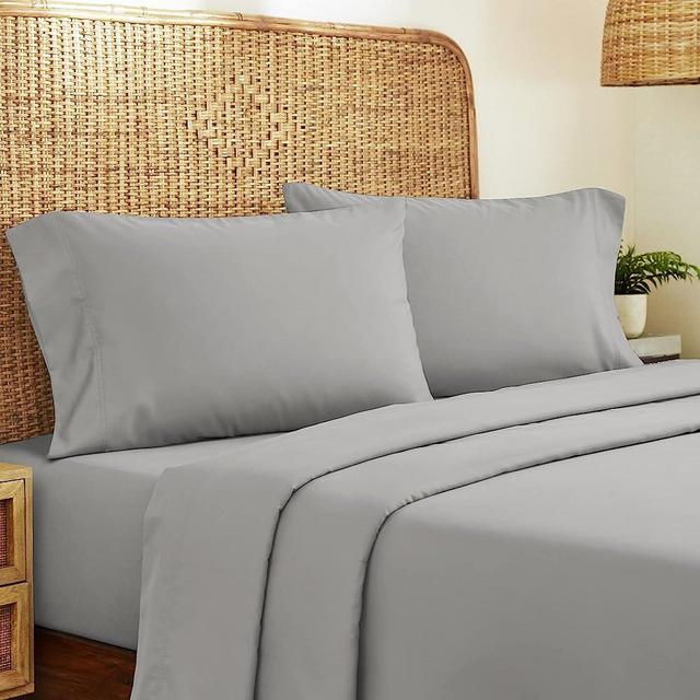 California Design Den 100% Organic Cotton Sheets for Queen Size Bed, GOTS Certified - Percale Sheets Queen - Soft Cooling Sheets - Deep Pockets - 4 Piece Bed Sheets Queen Sheet Set, Light Gray Sheets