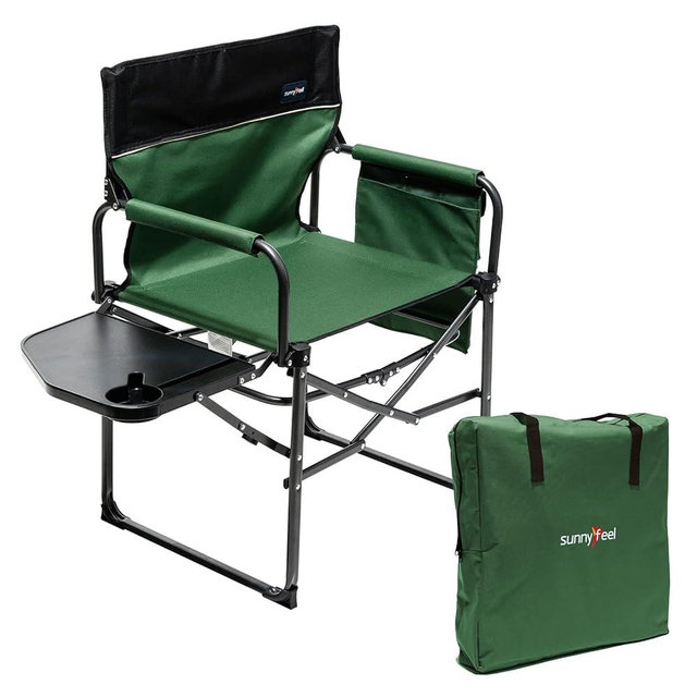 SUNNYFEEL Camping Directors Chair, Heavy Duty,Oversized Portable Folding Chair with Side Table, Pocket for Beach, Fishing,Trip,Picnic,Lawn,Concert Outdoor Foldable Camp Chairs