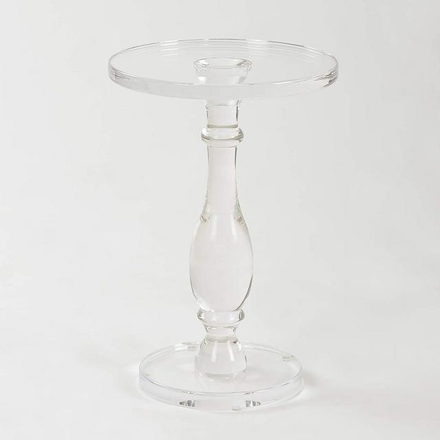 LIKENOW Acrylic End Table,Acrylic Side Table,Modern Nightstand with Clear Small Round Top and Solid Post for Living Room,Bedroom and Lobby 18.9x18.9x23.6High inches