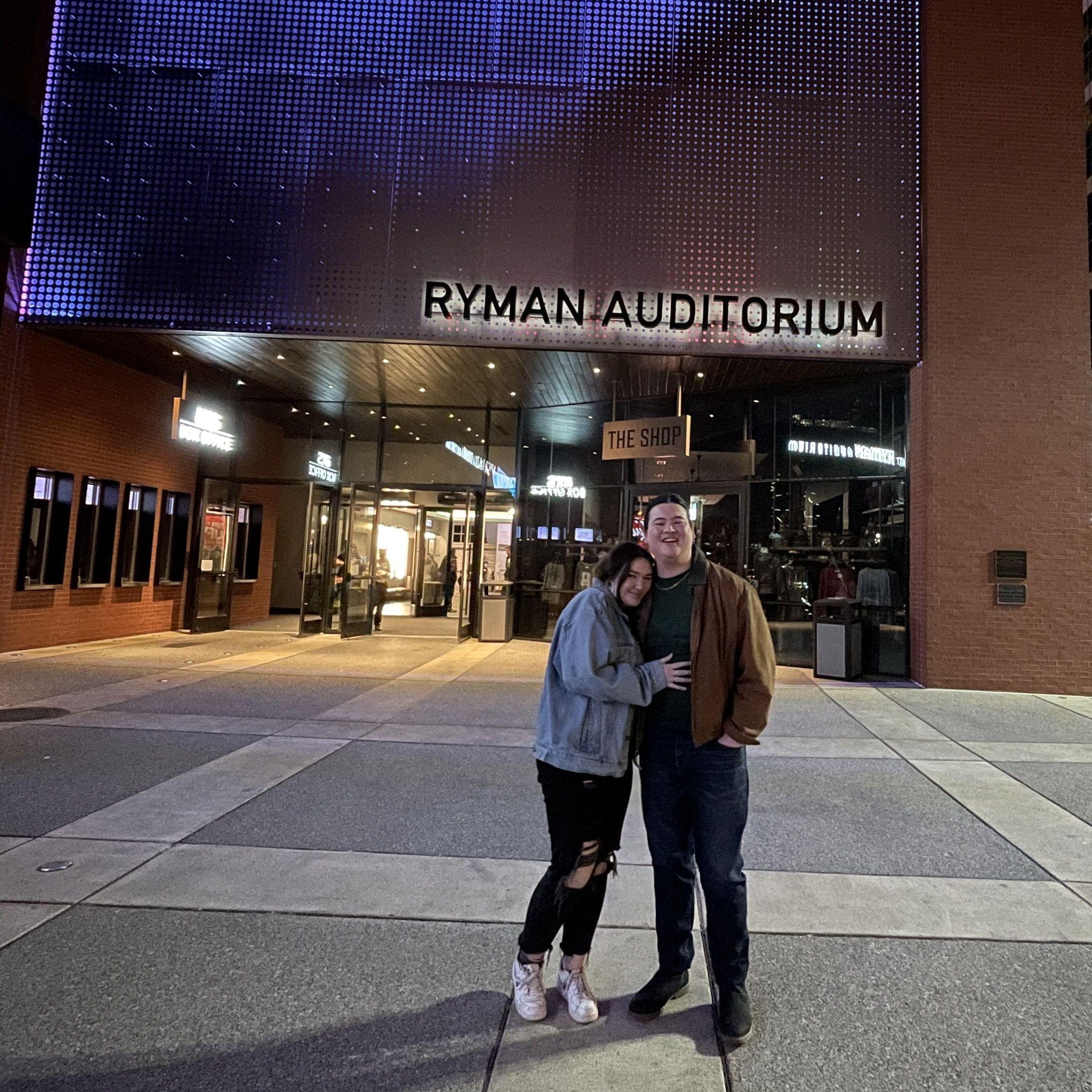 Our first concert together at the Ryman Auditorium in Nashville