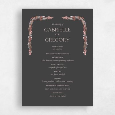 Dark Charcoal, Black Wedding Program - Kenela