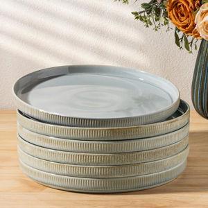 theterra Dinner Plates Set of 6, 10.25 Inch Ceramic Dinner Plates, Stoneware Dinnerware for Kitchen, Oven & Microwave & Dishwasher Safe, Desert Sage