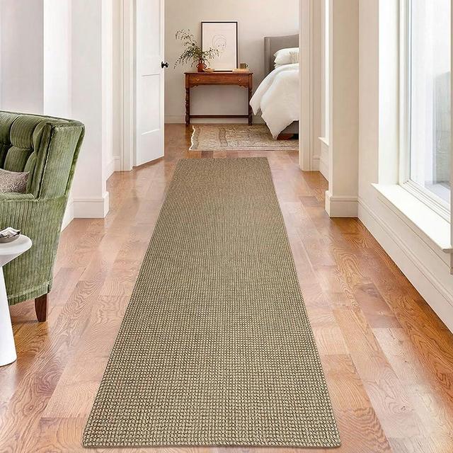 KOZYFLY Runners Rugs for Hallways 2x8 ft Jute Washable Boho Rugs Non Slip Kitchen Rugs Woven Natural Carpet Runners for Hallways Tan Cotton Throw Bedside Rug Hallway Rug