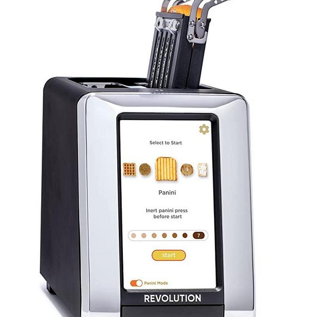 Revolution InstaGLO® R180B Toaster, in Black/Chrome + Revolution Panini Press (BUNDLE) – Perfect Toast, Grilled Cheeses, Quesadillas, and Paninis in your Toaster (2 items)