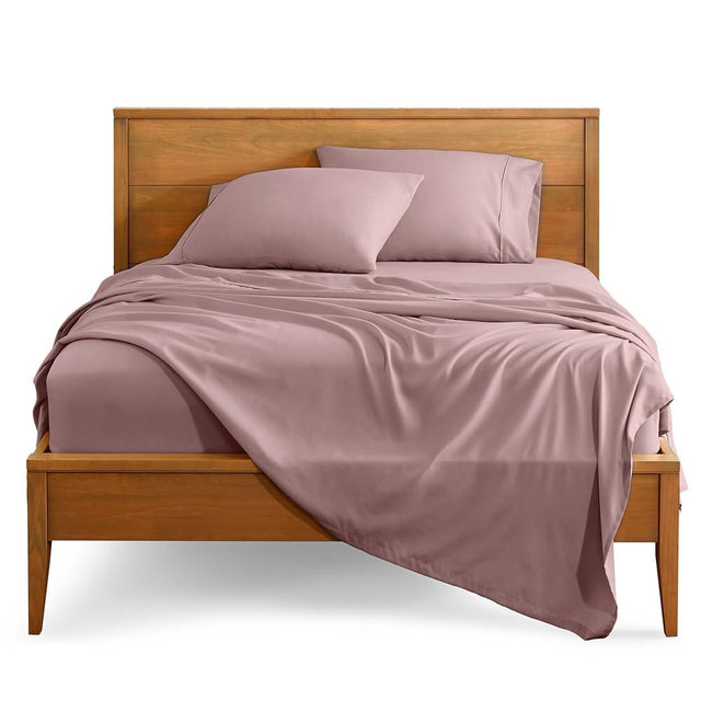 Bare Home Queen Sheet Set - Luxury 1800 Ultra-Soft Microfiber Queen Bed Sheets - Double Brushed - Deep Pockets - Easy Fit - 4 Piece Set - Bedding Sheets & Pillowcases (Queen, Mauve)