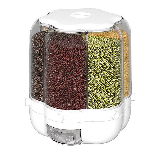 XIYAO 40lb Rice and Grain Storage Container, 360° Rotating Food Dispenser Measuring Cylinder with Lid Moisture Resistant Household, Airtight Storage of Black Rice, Yellow Rice and Other Small Beans