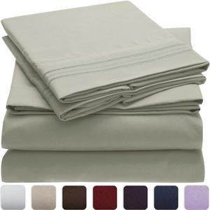 Mellanni Bed Sheet Set - HIGHEST QUALITY Brushed Microfiber 1800 Bedding - Wrinkle, Fade, Stain Resistant - Hypoallergenic - 4 Piece (King, Spa Mint)