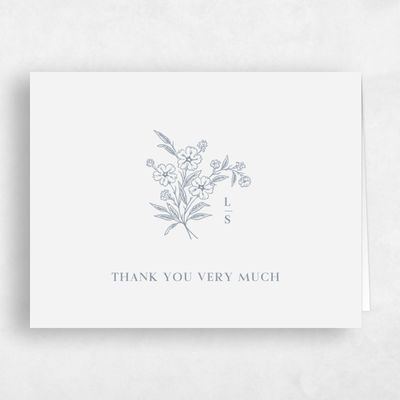 Blue Monogram Wedding Thank You - Artura Landscape