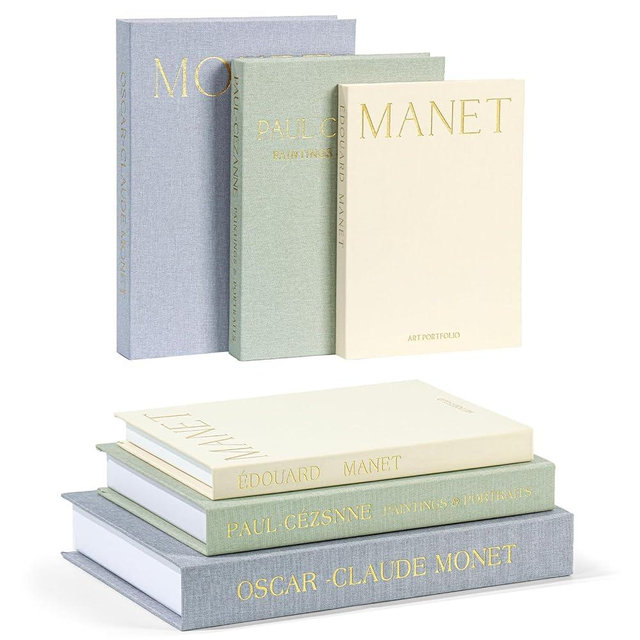 WOPIPAL Set of 3 Decorative Books for Home Decor, Linen Faux Books for Coffee Table, Bookshelf or Mantel, Aesthetic Fake Book Storage Boxes for Home Decoration, Photo Organization & Keepsakes Box