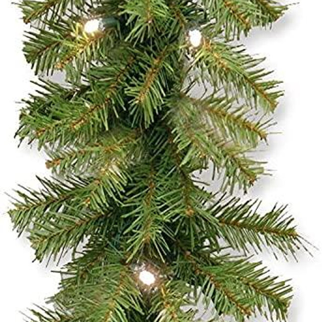National Tree Company Pre-Lit Artificial Christmas Garland, Green, Norwood Fir, White Lights, Battery Operated, Christmas Collection, 9 Feet