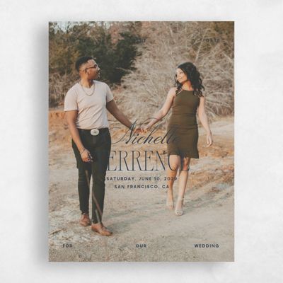 Grayed Navy, Blue Wedding Save the Date - Solange Portrait